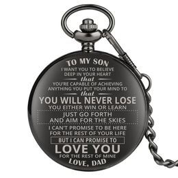 Creative Personalised Design Pocket Watch TO MY Son Dad Husband Men's Quartz Analogue Watches Pendant Chain Xmas Gift reloj de 300c