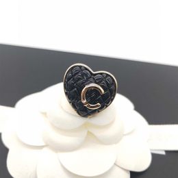 2022 Luxury quality charm punk band ring with black color rhombus design have box stamp PS7327A273u