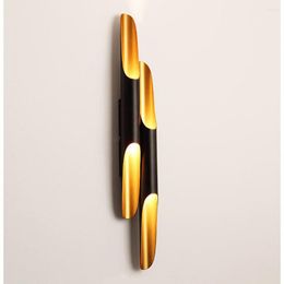 Wall Lamp Modern Light Sconce LED Up Down Aluminum Pipe Wing 2 Lights Black Golden Nordic Fixture