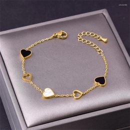 Link Bracelets 316L Stainless Steel 3 Styles Heart Shape Circular Roman Numerals Five-Pointed Star Bracelet For Women Fashion Fine Jewellery