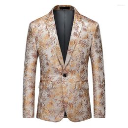 Men's Suits Spring Fall Men Fashion Designer Dobby Floral One Button Blazer Coat Autumn Man Casual Slim Bling Jacquard Flower Blazers