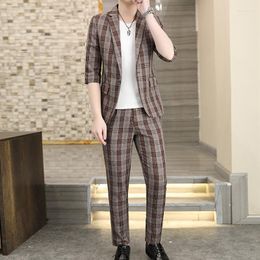 Men's Suits Summer Sleeve Small Suit Men Slim Korean Fashionable Leisure Thin Students Seven Minutes Coat
