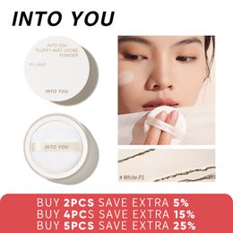 Face Powder INTO YOU Loose Powder White Color Fluffy Face Powder Waterproof Matte Setting Finish Makeup Oil-control Professional Cosmetics 230921