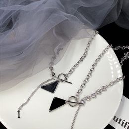 Classic Triangle Letter Necklace Designer Diamond Chain Necklaces Women Crystal Hip Hop Pendant Necklaces Gift243U