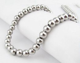 Chains 6/8/10mm Wide Men Women Charm Jewellery Silver Colour Stainless Steel Beads Ball Necklace Hand Gift 16-40inch