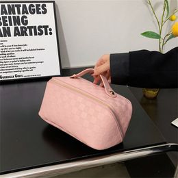 PU Leather Cosmetic Bags Women Designer Luxury Trendy Makeup Bag Fashion Full Plaids Female Totes High-capacity Travel Wash Bags Purses