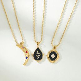 Pendant Necklaces Vintage Stainless Steel Geometric 7 Styles Titanium Gold Plated Metal Beads Chain Collar Necklace