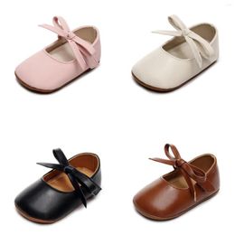 First Walkers Baby Girls Mary Jane Shoes Bowknot PU Princess Flats Casual Walking For Born Infant Toddler