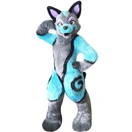 Performance Blue Husky Dog Mascot Costume High Quality Halloween Fancy Party Dress Cartoon Character Outfit Suit Carnival Unisex Adults Outfit