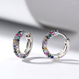 Hoop Earrings Fashion Silver Plate Round Mini Earring Half Colourful Zircon Ladies Luxury Jewellery For Women