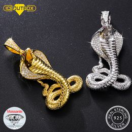 Pendant Necklaces 925 Sterling Silver Cobra Necklace For Men Punk Hip Hop Jewelry Red CZ Crystal Inlaid Eye Party Rack Pendants 230922