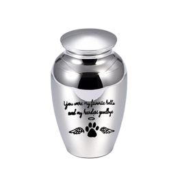 70x45MM Angel wings cremation urn for pet ashes pendant dog paw print Aluminium alloy ashes holder keepsake -You were my Favourite h186j