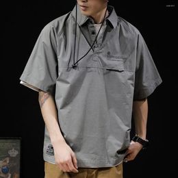 Men's Polos Summer 2023 Retro Short Sleeves Plus Size American Trend Loose Half Lapel Casual Polo Shirt T-shirt