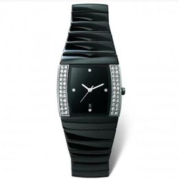 Venda nova moda relógios de cerâmica preta relógio de luxo para mulher relógios de movimento de quartzo relógio de pulso feminino rd26329S