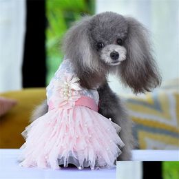 Dog Apparel Wedding Dress Summer Clothes Princess Costumes Girl Clothing Pet Dresses Poodle Pomeranian Schnauzer Outfit Drop Deliver Otpqq