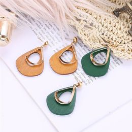 Dangle & Chandelier 2021 Fashion Boho Geometric Unique Wooden Drop Earrings For Women Bohemian Vintage Wood Earring Jewelry328h