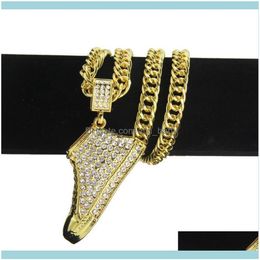 Pendant Pendants Jewelrypendant Necklaces Luxurious Crystal Zircon Shoe Shape & For Women Men Hip Hop Gold Colour Fashion Chain Jew238o