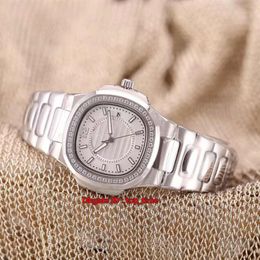 10 style Nautilus 32mm Swiss Quartz Womens Watch 7010 1G-001 Diamond Bezel Silver Dial 316L Stainless Steel Bracelet Ladies Watche261w