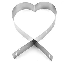 Baking Moulds Pastry Mould Portable Safe Mould Fondant Stainless Steel Cutter Heart Shape Adjustable Mousse Ring Tool DIY