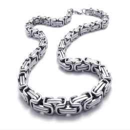 20 - 40 inches Top Selling 8mm wide silver byzantine chain stainless steel Jewellery Men's necklace Pick lenght ship299u