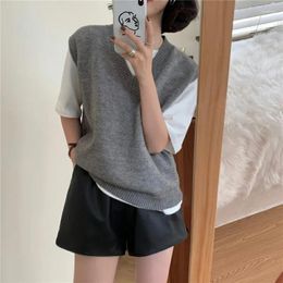Women's Sweaters Early Autumn 2023 Korean Version Loose And Slim Versatile V-neck Knitted Sweater Casual Vest Coat For Women