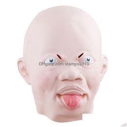 Party Masks Halloween Horror Cosplay Costume Props Scary Latex Py Happy Crying Baby Mask Fl Head Masquerade Adt Kids 230705 Drop Del Dht5R