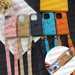 For iPhone 15 Pro Max Case Crossbody Shoulder Strap Lanyard Phone Case iPhone 14 Pro Max 12 13 11 Samsung Galaxy S23 S22 Ultra Cover Leather Embossing Card Holder Case