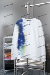 xinxinbuy Men designer Hoodie Sweatshirt 24ss tie dye Hand drawn letter printing long sleeve women Black white blue XS-XL