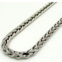 16-30 4mm 14k White Gold Franco Wheat Italy Spider Chain Necklace Mens216p