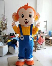 Halloween High quality Hip-Hop Monkey Cartoon Mascot Costume Cartoon Fancy Dress fast shipping Adult Size