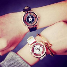 Wristwatches Couple Watch: Male And Female Unisex Personality Simulation Quartz Watch Exquisite Unique Hollow Out Design Sense