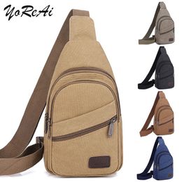 Outdoor Bags YoReAi Men Shoulder Bags Waist Packs Sling Crossbody Pack Outdoor Sport Chest Packet Daily Picnic Canvas Messenger Bag Bolsa 230921