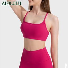 AL0LULU Cross-cut back sports bra with thin straps