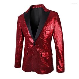 Men's Suits Mens Shiny Red Sequins Blazer Suit Jacket 70s Disco Glitter Party Men Christmas Mardi Gras Halloween Show Costume Homme