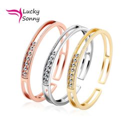 Must Have Luxury Bracelet 925 Sterling Silver Bracelets For Women Solid Silver Cuff Bangle Moving CZ Diamond Bracelet & Bangles259b