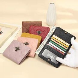 Genuine leather bee women designer wallets Rfid-protected cowhide lady short style fashion casual coin zero card purses no493