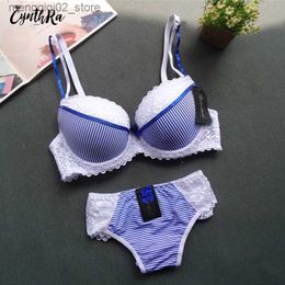 Bras Sets Lingerie Sets Sexy Lace Large Size Adjustable Shoulder Strap Women's Bra Striped Breathable Plus Underwear Bra Panty Set Q230922