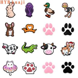 HYBkuaji mix animals shoe charms wholesale shoes decorations shoe clips pvc buckles for shoes