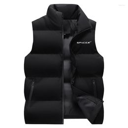 Men's Vests 2023 Spacex Mens Jacket Vest Sleeveless Autumn Winter Casual Cotton-padded Coats Outwear Thicken Waistcoat