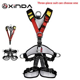 Climbing Harnesses XINDA Professional Rock Climbing Harnesses Full Body Safety Belt Anti Fall Removable Gear Altitude Protection Equipment 3-piece 230921