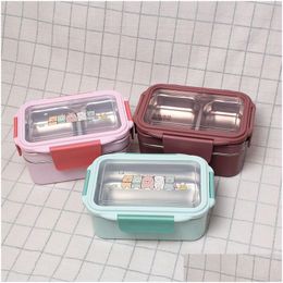 Lunch Boxes Stainless Steel Box Double Layer Cartoon Food Container Microwave Bento For Kids Children Picnic School 20220901 E3 Drop Dhf3A