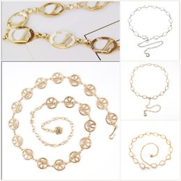Luxury Women Waist Chain Brand Letters Rose Gold Silver Metal Electroplated Waistchain Versatile Lady Dress Girdle Chains Elegant Waistband