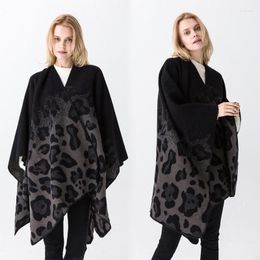 Scarves Korean Style Retro Leopard Print Cardigan Faux Cashmere Women Shawl Scarf Jackets Blanket Cape Pashmina Claok Coats