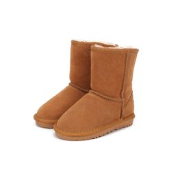 Inverno crianças botas designer austrália bota de neve ultra mini cowskin couro quente pele meia botas castanha pelúcia confortável sapatos de bebê