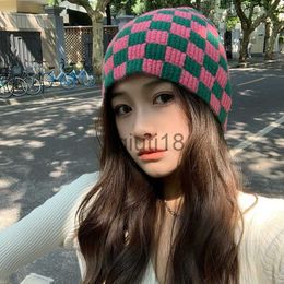 Beanie/Skull Caps Winter Warm Hats For Women Men New Fashion Hip Hop Black White Plaid Check Beanie Hat Casual Stacking Knitted Bonnet Caps x0922