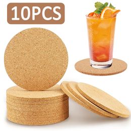 Mats Pads 10PCS Cup Mat Natural Round Wooden Pad Durable Non Slip Cork Coaster Tea Coffee Mug Drinks Holder for Table Decor DIY Tableware 230921