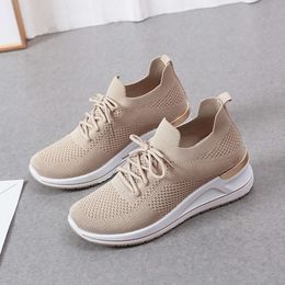 Shoes Female 2023 Autumn New Slope Heel Flying Weave Women's Shoes Thick Sole Breathable Casual Sports Shoes Female