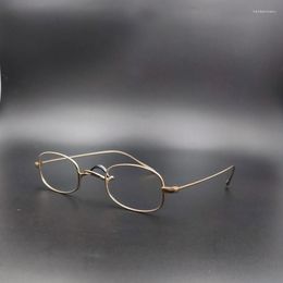 Солнцезащитные очки в оправе, винтажные, из чистого титана, высокого качества, цвета: золотистый, серебряный, с регулируемым носом, по рецепту, оптические маленькие очки, анти-синий свет