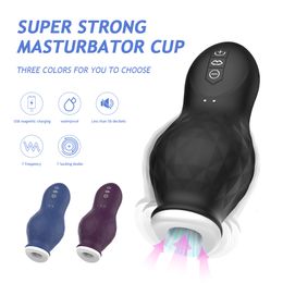 Masturbators Automatic Sucking Male Masturbator Cup Oral Vaginal Penis Machine Vagina Vibrator Masturbation Cup Sex Toy for Men Adult Goods 230922