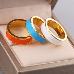 2021 Classic Flower Letter Love Ring Gold Silver Rose Colors Stainless Steel Couple Rings Fashion Designs Women Jewelry239h